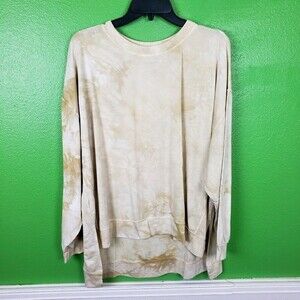 Found women's cream white tie dye pullover high low soft stretchy sweater size M
